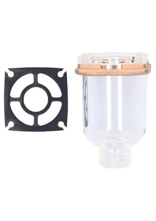 Transparente Filterglocke mit schwarzem Dichtungsring, präsentiert von Judo. Das Set besteht aus zwei Komponenten für den Einsatz in Filtersystemen.